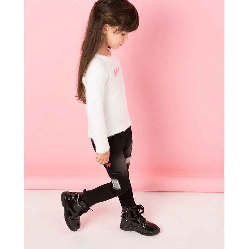 Jeans Effet Used Avec Broderies Florales 5 Jeans Effet Used Avec Broderies Florales – Image 5